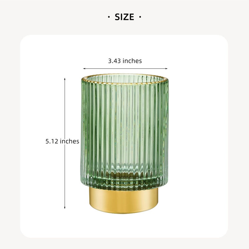 LEICURACE Makeup Brush Holder Organizer,Toothbrush Holders,Desk Pen Pencil Holder,Multifunctional Vintage Glass Brush Cupï¼ˆL/Green/A3-6-USï¼‰ - Image 3