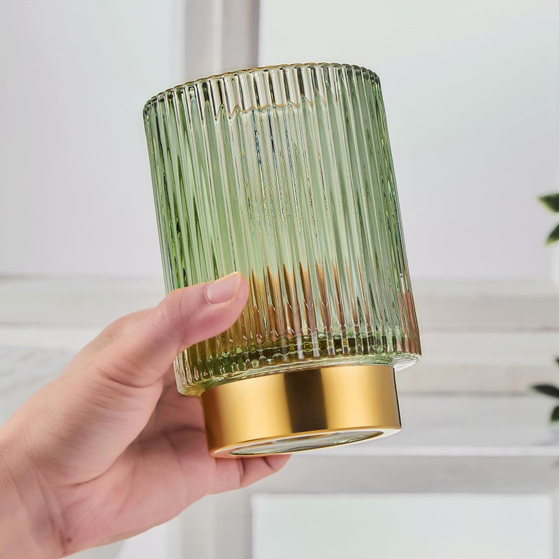 LEICURACE Makeup Brush Holder Organizer,Toothbrush Holders,Desk Pen Pencil Holder,Multifunctional Vintage Glass Brush Cupï¼ˆL/Green/A3-6-USï¼‰ - Image 4