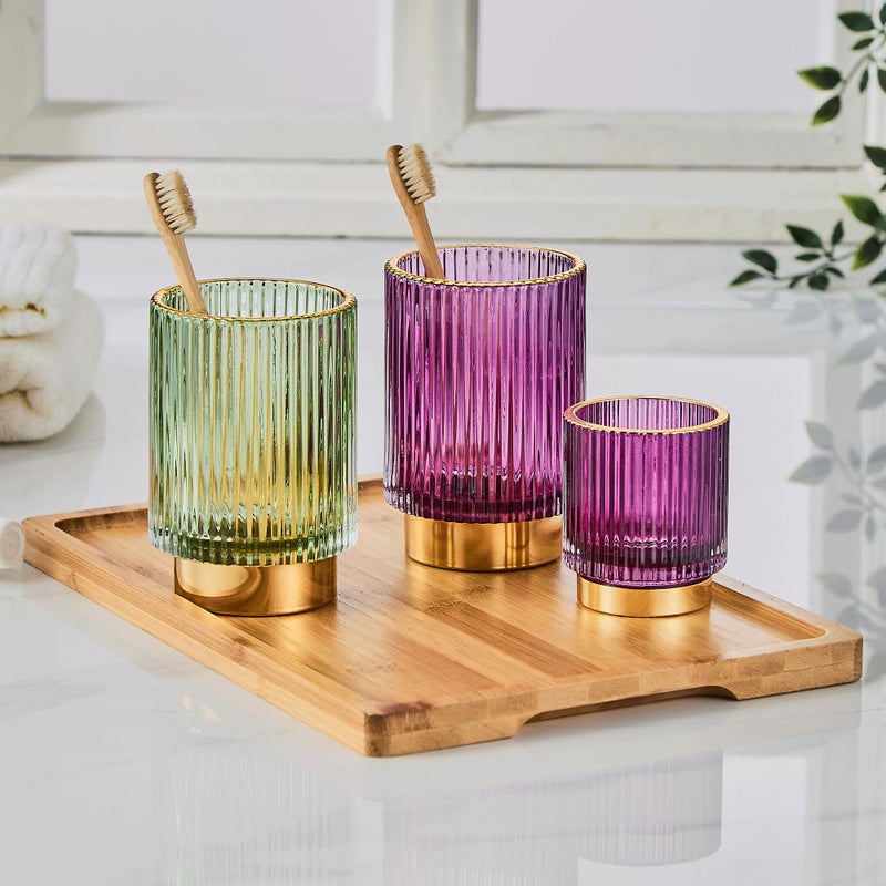 LEICURACE Makeup Brush Holder Organizer,Toothbrush Holders,Desk Pen Pencil Holder,Multifunctional Vintage Glass Brush Cupï¼ˆL/Green/A3-6-USï¼‰ - Image 5