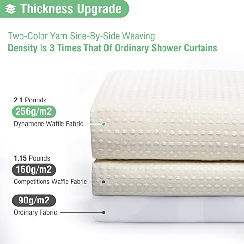 Dynamene Extra Long Shower Curtain96 Inch Long Waffle Weave Weighted Thick Cloth Bathroom Shower Curtain Neutral Heavy Duty Hotel Bath Curtain Set with 12 Plastic Hooks72x96CreamIvory - Image 3