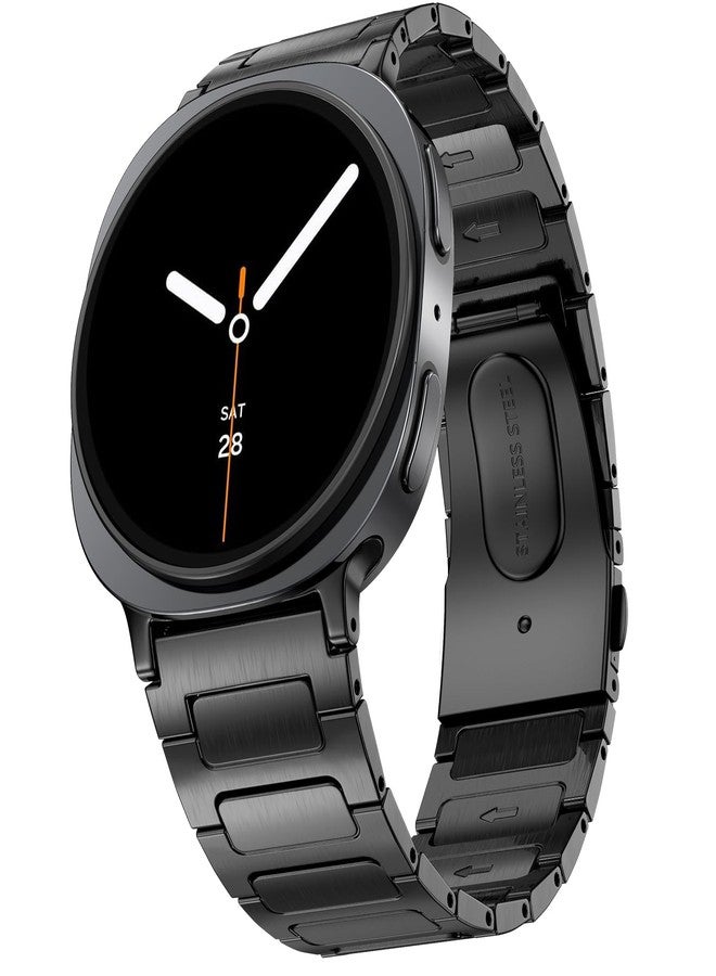 PanPinnacle Stainless Steel Band For Galaxy Watch 8 Classic 46mm/Galaxy Watch 8 40mm 44mm Bands, Solid Metal Business Replacement Strap For Samsung Galaxy Watch 8 Band Men Women,Black - Image 1