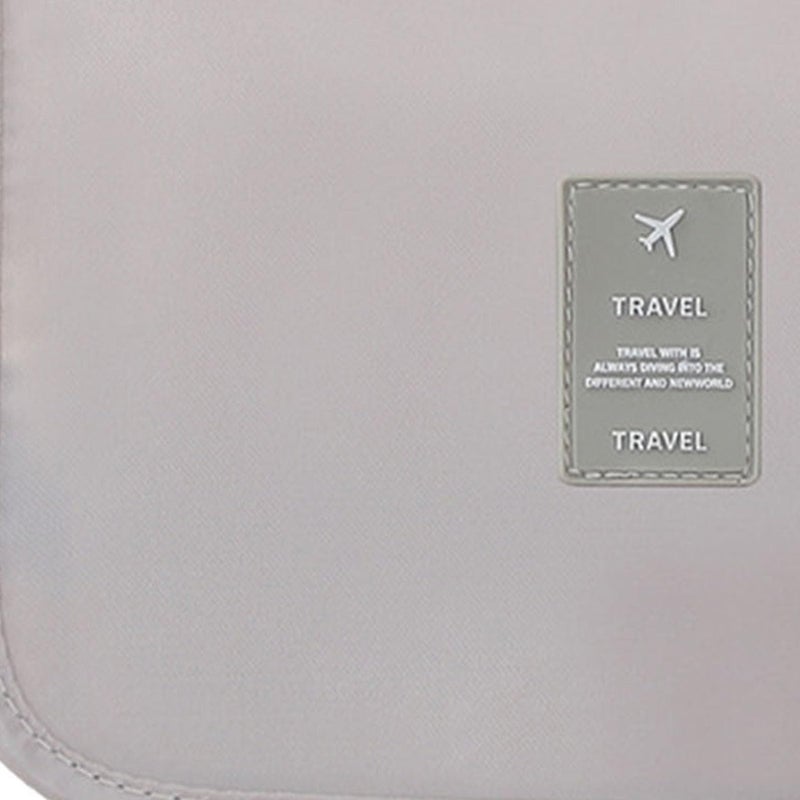 Beige Cosmetic Bag Small Portable Zipper High Capacity Toiletry Travel Makeup Bag Fashion Style - Image 2