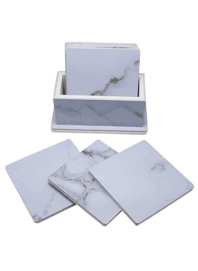 Prostuff.in Prostuff.in® Heating Resistant Insulation Square Shape Marble Style Plastic 6 Pcs Coasters with Holder for Coffee Tabletop Protection, Coaster Set Housewarming Gift Kitchen Décor Multicolor  - Image 5