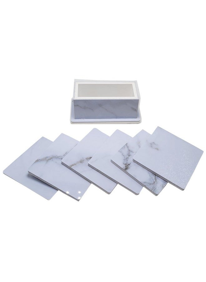 Prostuff.in Prostuff.in® Heating Resistant Insulation Square Shape Marble Style Plastic 6 Pcs Coasters with Holder for Coffee Tabletop Protection, Coaster Set Housewarming Gift Kitchen Décor Multicolor  - Image 4