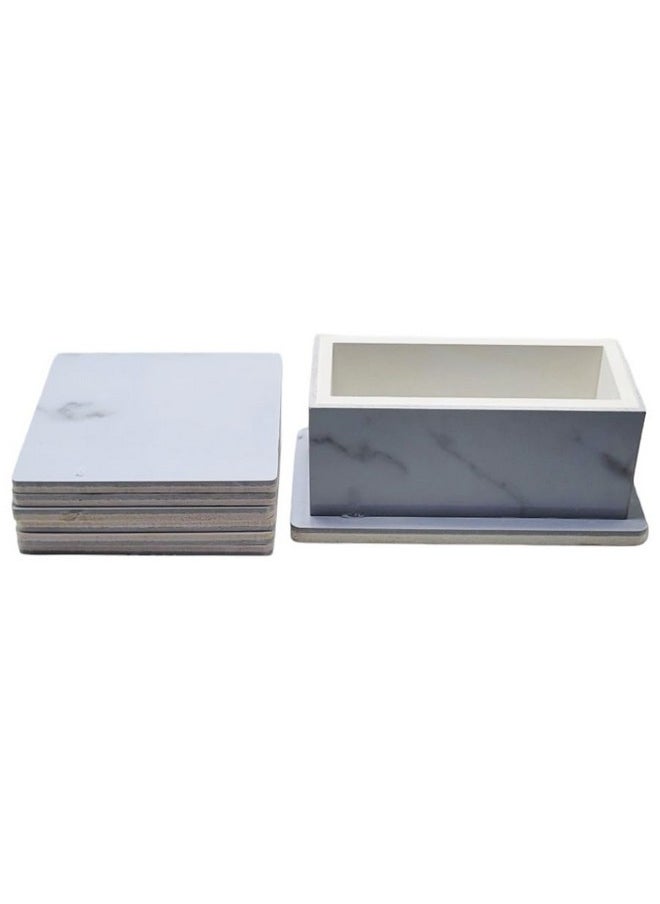 Prostuff.in Prostuff.in® Heating Resistant Insulation Square Shape Marble Style Plastic 6 Pcs Coasters with Holder for Coffee Tabletop Protection, Coaster Set Housewarming Gift Kitchen Décor Multicolor  - Image 3