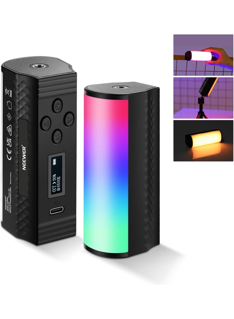 Neewer Magnetic Handheld Light Wand, 360° Full RGB Mini LED Video Light Stick, 2500mAh Rechargeable Battery, 2500-8500K Dimmable Camera Tube Light for Studio Photography TikTok YouTube Vlog black - Image 1