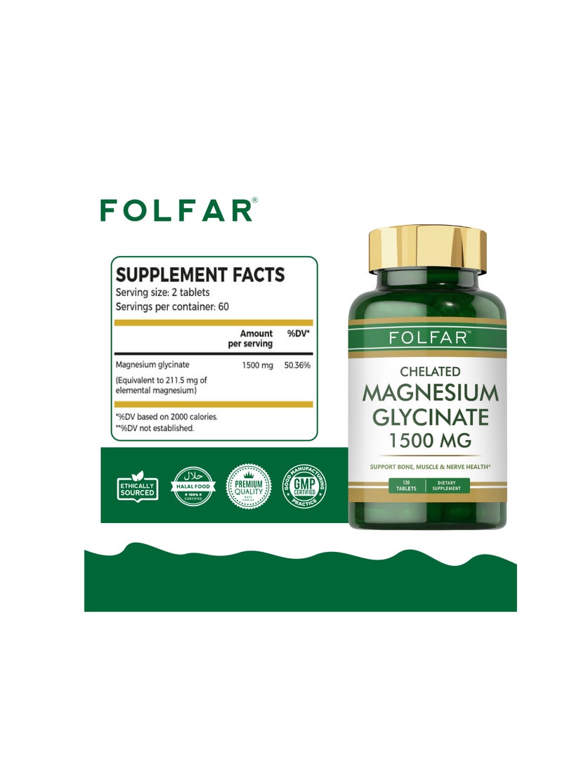 Folfar Chelated Magnesium Glycinate 1500 mg - 120 Tablets - Image 2