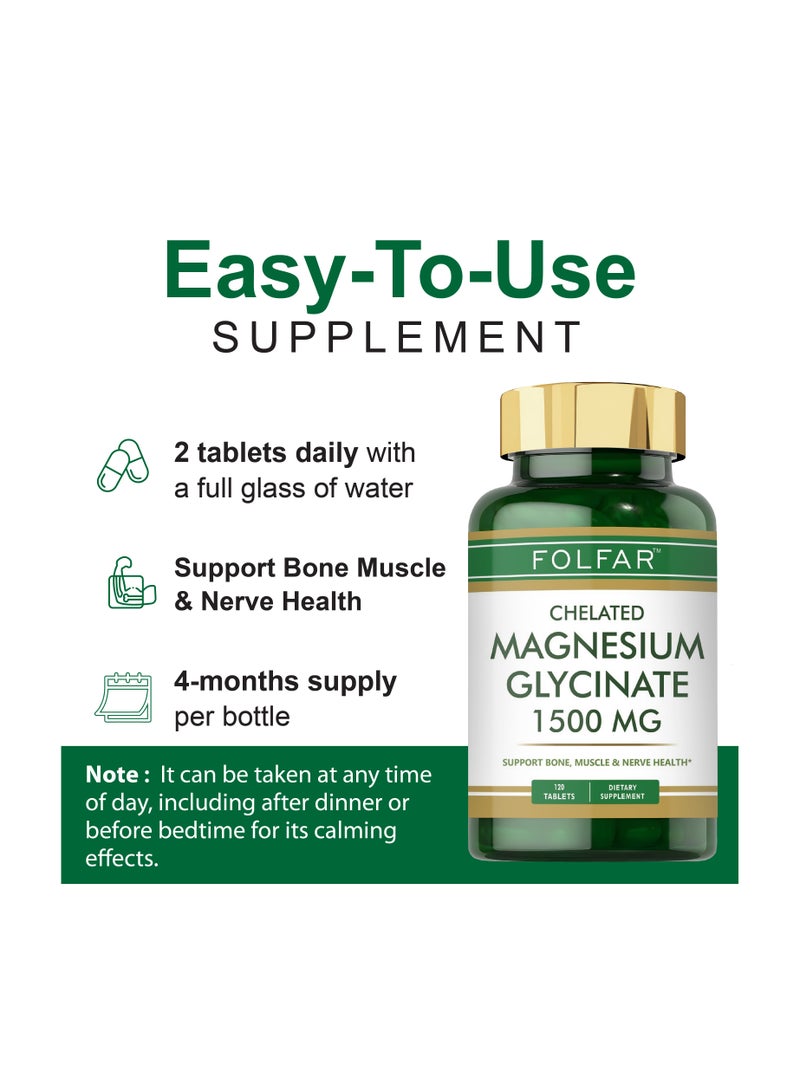 Folfar Chelated Magnesium Glycinate 1500 mg - 120 Tablets - Image 5