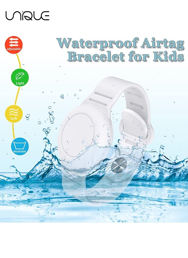 Unique Kids Waterproof Airtag Bracelet Compatible with Apple AirTag, Hidden Silicon Protective Case for Air Tag Holder, Adjustable Anti-Lost Watch Band for Toddler Child (White)  - Image 4
