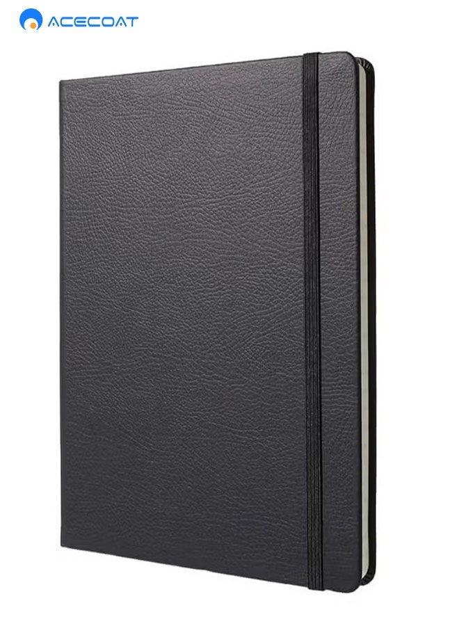ACECOAT Lined Journal Notebooks A5 Hardcover Executive Notebooks 5.5 X 8.3 Inches Journals Faux Leather Black Ruled Writing Notebooks with Elastic Band for Office Home School Business - Image 2