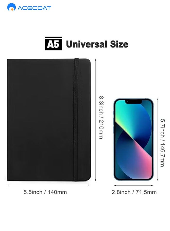 ACECOAT Lined Journal Notebooks A5 Hardcover Executive Notebooks 5.5 X 8.3 Inches Journals Faux Leather Black Ruled Writing Notebooks with Elastic Band for Office Home School Business - Image 4