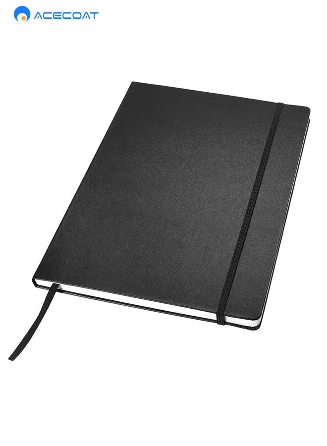ACECOAT Lined Journal Notebooks A5 Hardcover Executive Notebooks 5.5 X 8.3 Inches Journals Faux Leather Black Ruled Writing Notebooks with Elastic Band for Office Home School Business - Image 1