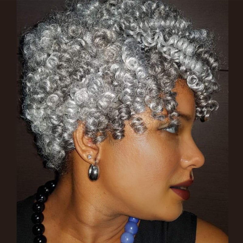 PHOCAS 3Packs Synthetic Curly Crochet Hair 10 inch 20rootspack for Crochet Braids Hair12MM Gray