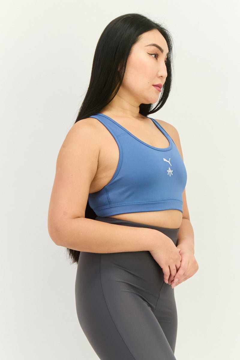 Puma x First Mile Women Non Padded Brand Logo Training Sport Bra, Blue - Image 2