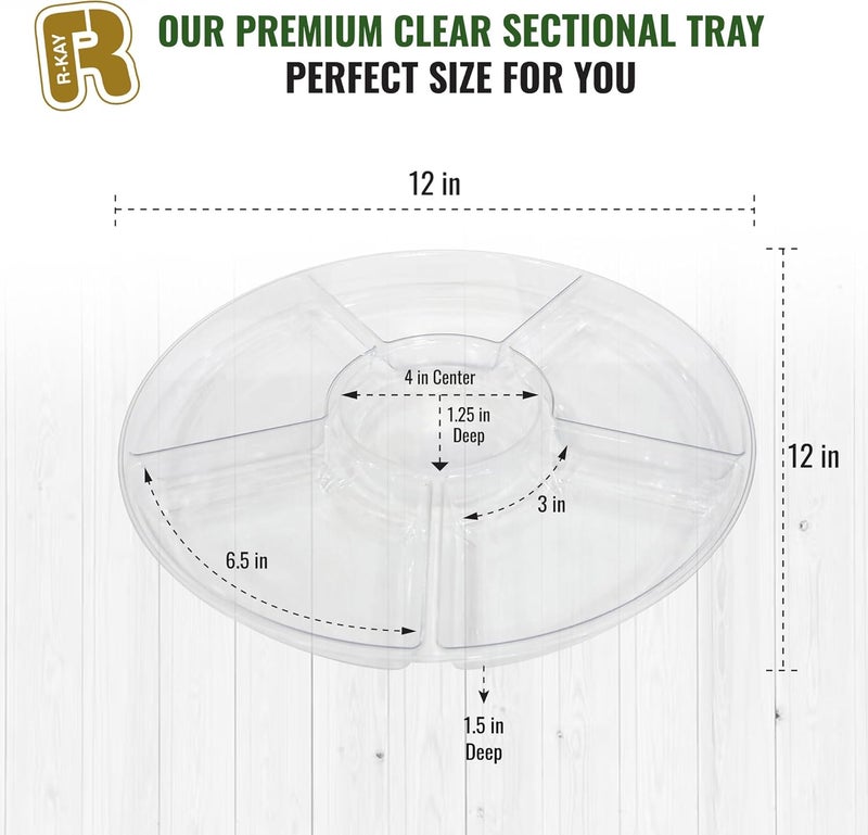 R-kay 4 Pack, 6 Sectional Clear Plastic Serving Trays For Party - Heavy Duty Party Trays For Serving Food - 12 Inch Trays And Platters - Veggie Tray Platter/Divided Serving Tray - Image 5