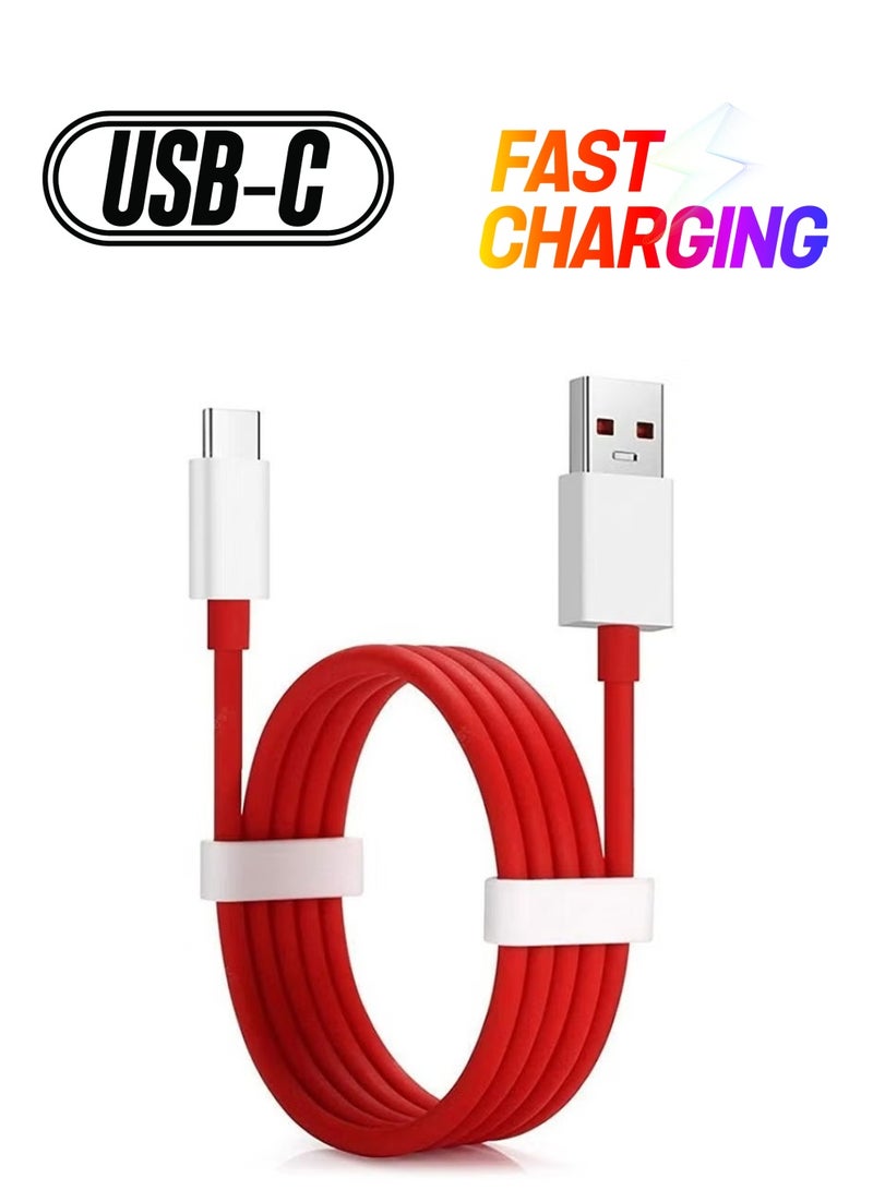 ELTRAZONE 1-Pack OnePlus Type-C Dash Charging USB Data Cable – Red, Fast Charging & Data Transfer - Image 1