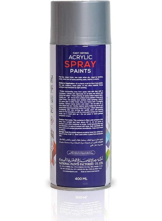 National Paints Fast Drying Acrylic Spray Paint - Silver Chrome 505 - Image 2