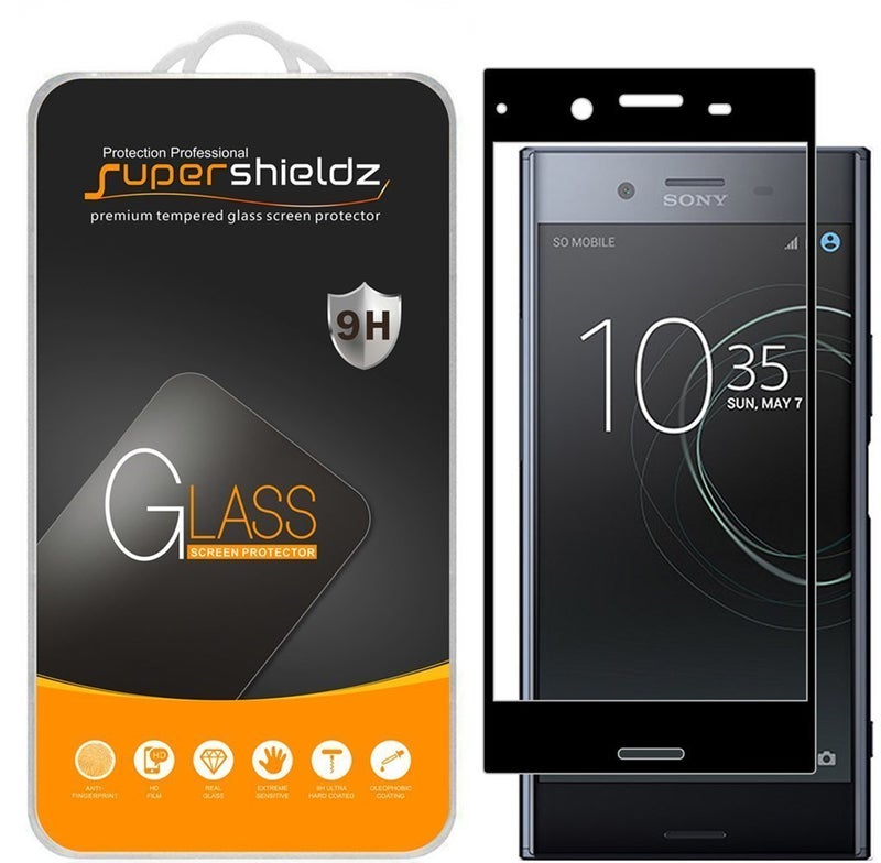 Supershieldz Designed for Sony (Xperia XZ Premium) Tempered Glass Screen Protector, (Full Screen Coverage) Anti Scratch, Bubble Free (Black) - Image 1