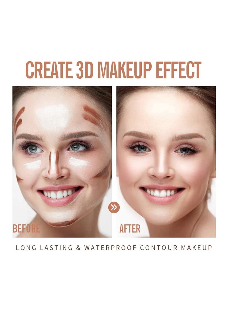 2 Color Dual Cream Contour Stick, Highlight & Contour Bronzer Stick, Long Lasting & Waterproof Contour Sticks Kit for Light Skin Face Makeup - Image 4