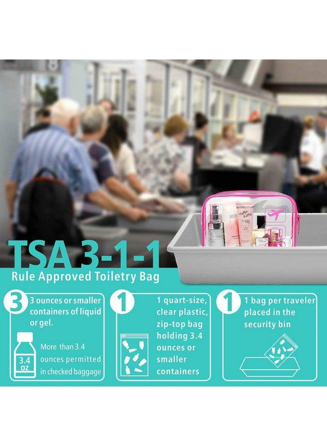 F-color TSA Approved Toiletry Bag - 5 Pack Clear Toiletry Bags Quart Size Travel Bag, Clear Cosmetic Makeup Bags for Women Men, Carry on Airport Airline Compliant Bag, 5 Colors(for age 12 or above) - Image 1
