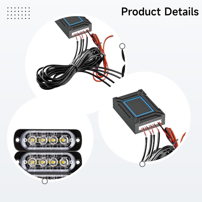 Truck Emergency Led Lights, Ultra-Thin 4 Led Drl with Remote, 18 Flash Modes, Waterproof Ip68 Light for Trucks - Image 4
