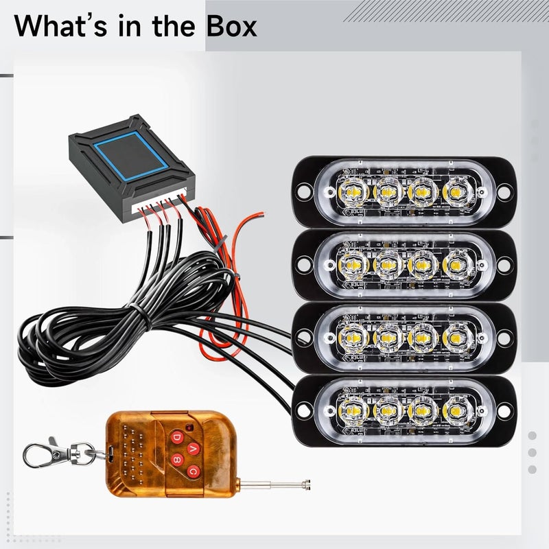 Truck Emergency Led Lights, Ultra-Thin 4 Led Drl with Remote, 18 Flash Modes, Waterproof Ip68 Light for Trucks - Image 5