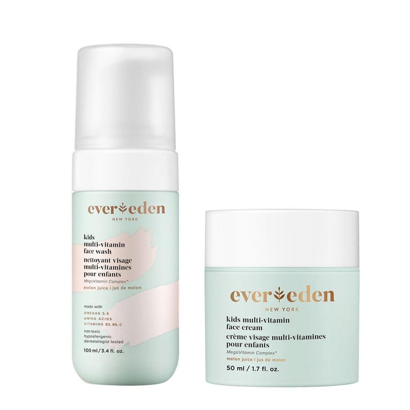Evereden Kids Happy Face Duo (Melon Juice) - Multi-Vitamin Face Wash & Face Cream Set - Clean & Vegan Skin Care for Kids 3+ - Moisturizing, Nourishing, & Protective Skin Care Set - Image 1