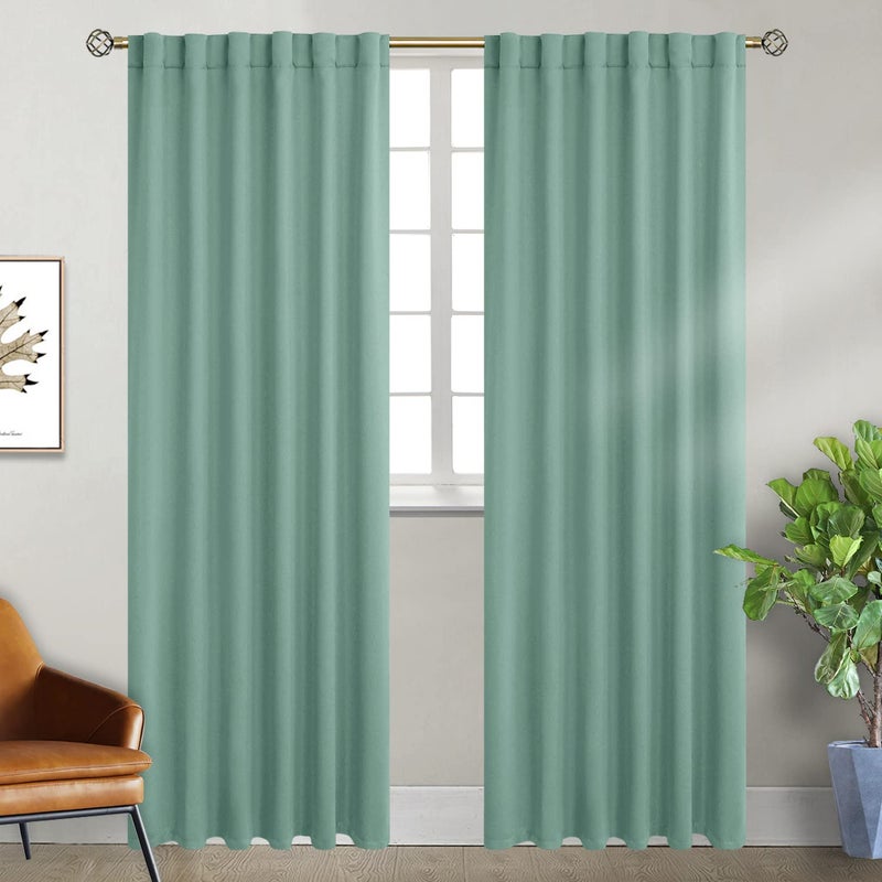 BGment Window Curtains for Bedroom - 84 Inch Rod Pocket and Back Tab Thermal Insulated Room Darkening Curtains for Living Room  2 Curtain Panels (52 x 84 Inch  Frosty Green) - Image 1