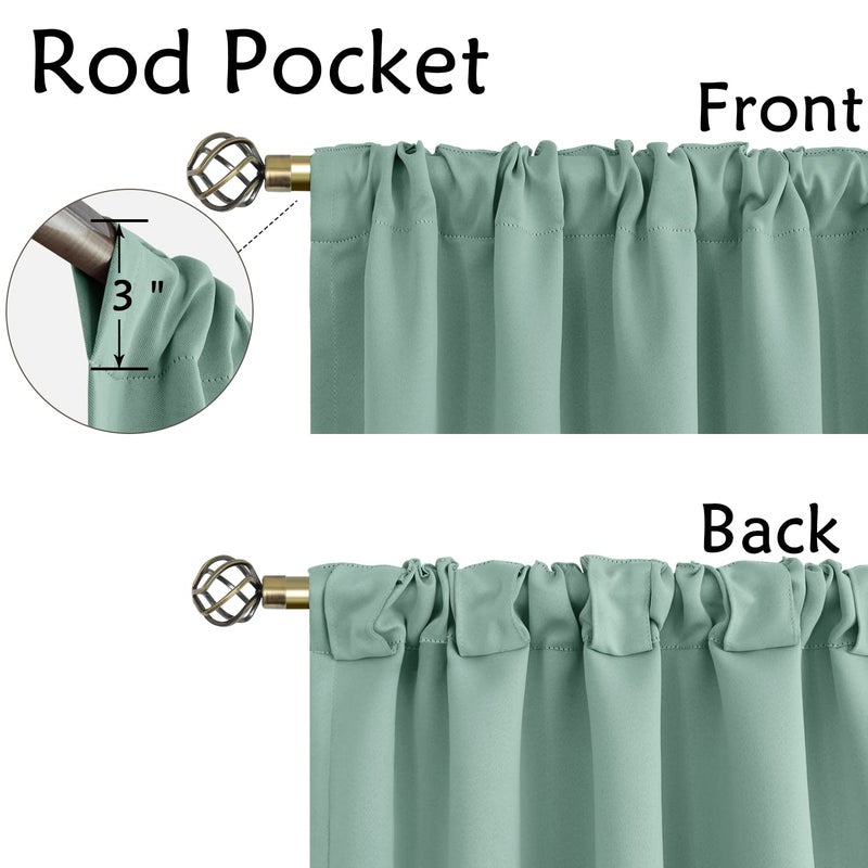 BGment Window Curtains for Bedroom - 84 Inch Rod Pocket and Back Tab Thermal Insulated Room Darkening Curtains for Living Room  2 Curtain Panels (52 x 84 Inch  Frosty Green) - Image 3