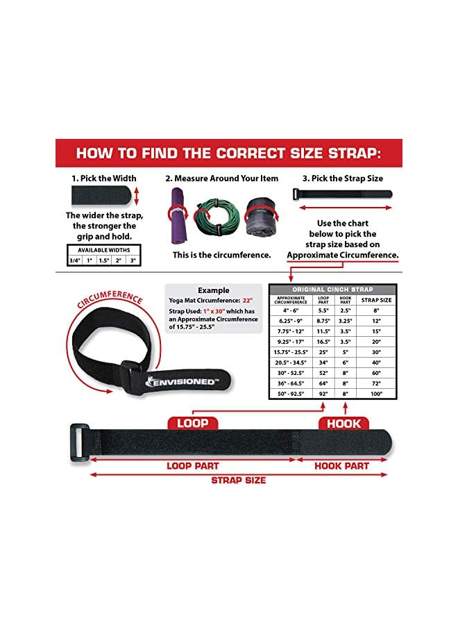 ENVISIONED ENVISIONED Reusable Cinch Straps 2" x 40" - 6 Pack, Multipurpose Strong Gripping, Quality Hook and Loop Securing Straps (Black)  - Image 2