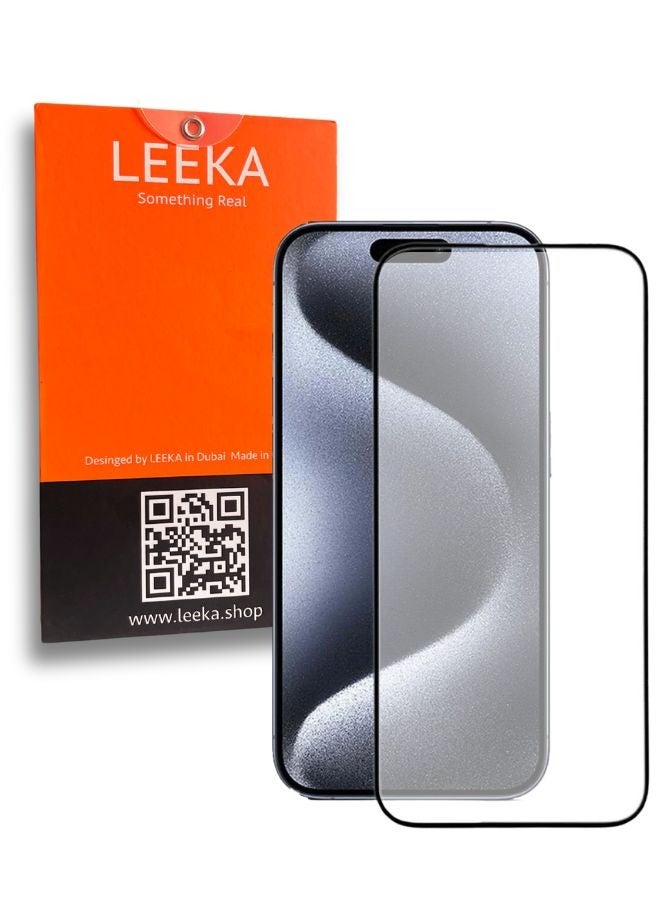 ليكا واقي شاشة iPhone 15 Pro مطفي مع عرض عالي الوضوح بدون فقاعات، مقاوم للسقوط والخدوش، حماية شاشة كاملة فائقة الوضوح ضد بصمات الأصابع مع مجموعة أدوات التثبيت السهل المجانية والمناديل، زجاج مقوى - Image 1