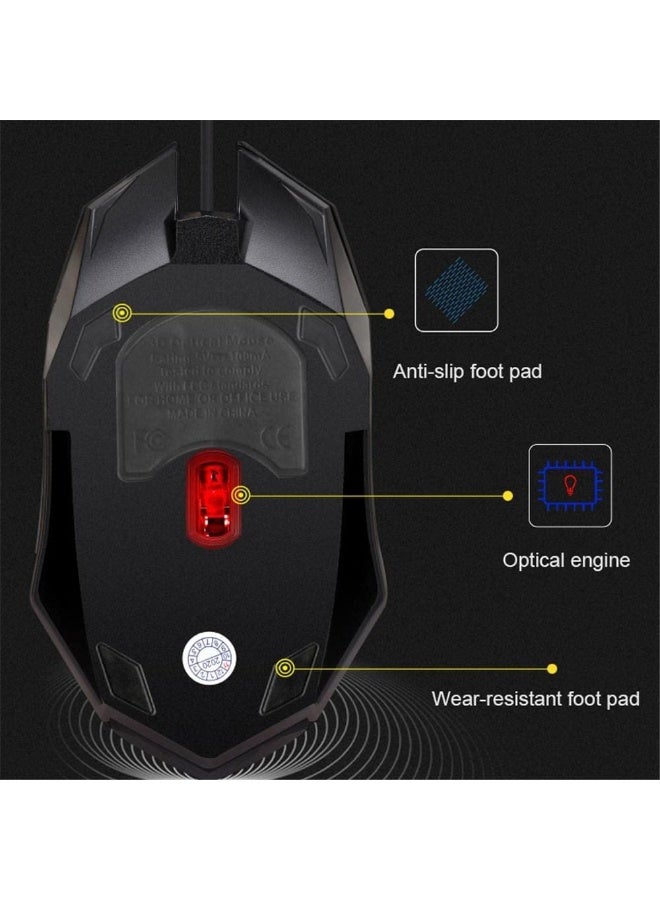 ماوس ألعاب سلكي Q3 بإضاءة RGB، تصميم مريح، عجلة تمرير ثلاثية الأبعاد، مستشعر بصري عالي الدقة، توصيل وتشغيل USB لأجهزة الكمبيوتر الشخصية والمحمولة - Image 2