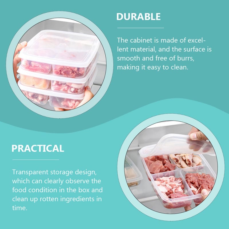 3 Large 4 Compartment Plastic Fridge Food Storage Containers With Lids For Vegetables Fruits - Image 5