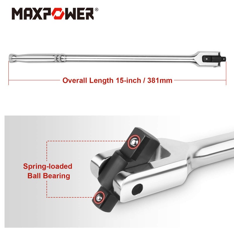 Maxpower بار كسر MAXPOWER بطول 15 بوصة مع محرك 1/2 ومحرك 3/8 مع مقبض مرن - Image 5