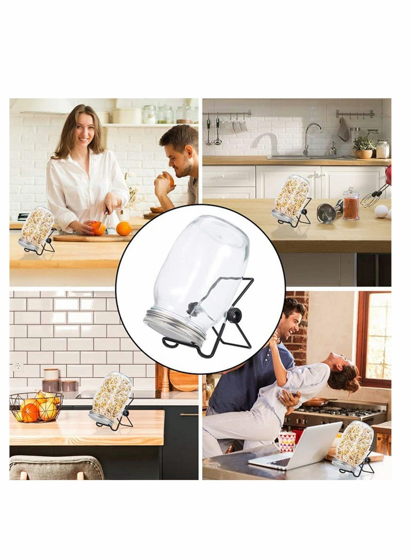 SOLARAE Sprouting Wide Mouth Jar with Steel Mesh Lids and Stands, 650ML Sprouter Jars, for Broccoli Beans Microgreens Sprouts - Image 3