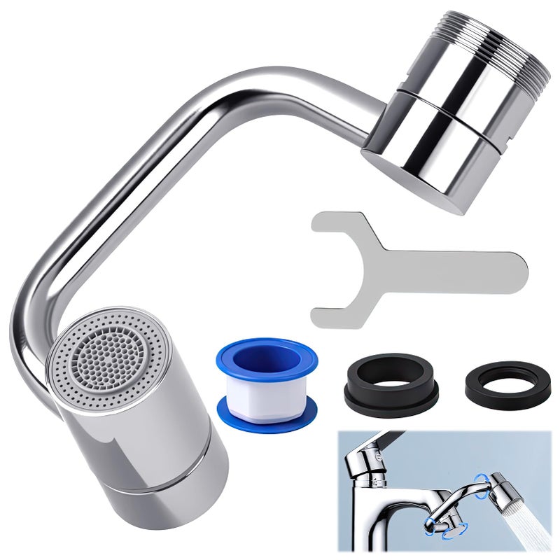 OMASUNB 1080Â° Rotating Faucet Extender for Bathroom Sink, 2 Modes Adjustable U Shaped Rotatable Faucet Aerator Extension with Adjustable Swivel Arm, Fits 22mm /24mm Taps - Image 1