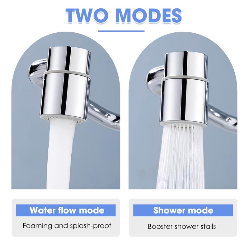 OMASUNB 1080Â° Rotating Faucet Extender for Bathroom Sink, 2 Modes Adjustable U Shaped Rotatable Faucet Aerator Extension with Adjustable Swivel Arm, Fits 22mm /24mm Taps - Image 4