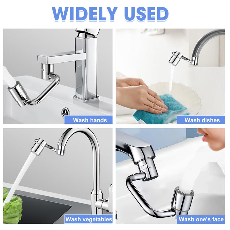OMASUNB 1080Â° Rotating Faucet Extender for Bathroom Sink, 2 Modes Adjustable U Shaped Rotatable Faucet Aerator Extension with Adjustable Swivel Arm, Fits 22mm /24mm Taps - Image 5