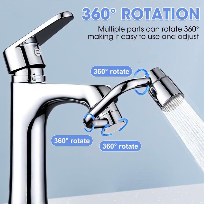 OMASUNB 1080Â° Rotating Faucet Extender for Bathroom Sink, 2 Modes Adjustable U Shaped Rotatable Faucet Aerator Extension with Adjustable Swivel Arm, Fits 22mm /24mm Taps - Image 3