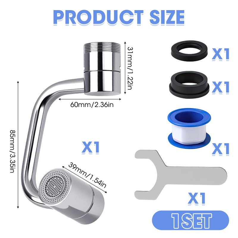 OMASUNB 1080Â° Rotating Faucet Extender for Bathroom Sink, 2 Modes Adjustable U Shaped Rotatable Faucet Aerator Extension with Adjustable Swivel Arm, Fits 22mm /24mm Taps - Image 2