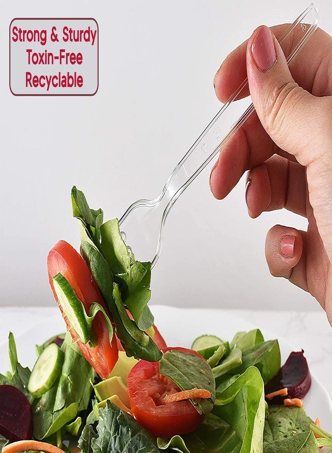 Lonezo [150 Count] Plastic Forks Clear Forks Plastic Disposable Shatter Resistant Disposable Forks Eco Friendly Plastic Forks Heavy Duty Plastic Utensils - Image 5