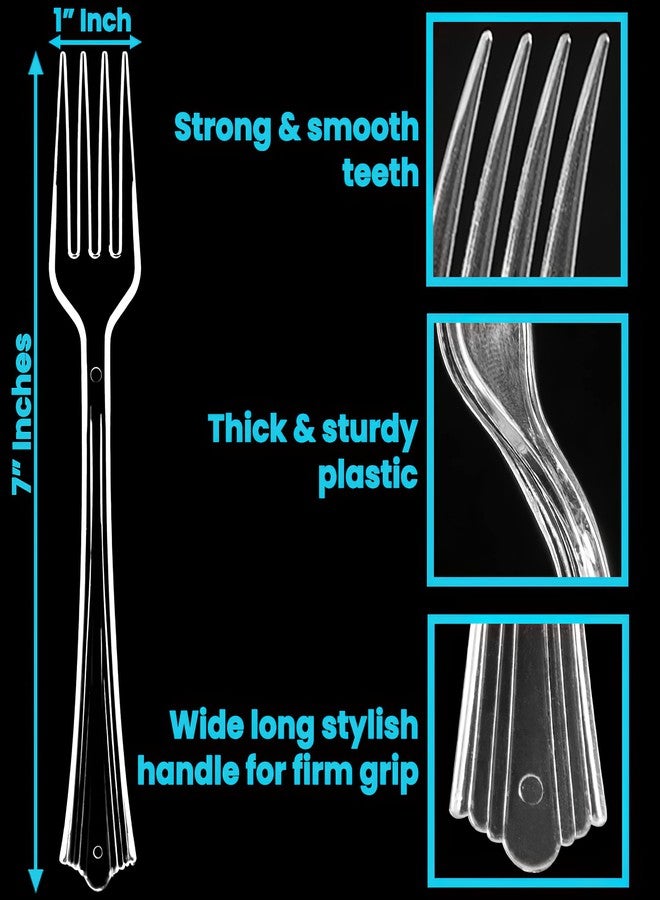 Lonezo [150 Count] Plastic Forks Clear Forks Plastic Disposable Shatter Resistant Disposable Forks Eco Friendly Plastic Forks Heavy Duty Plastic Utensils - Image 2