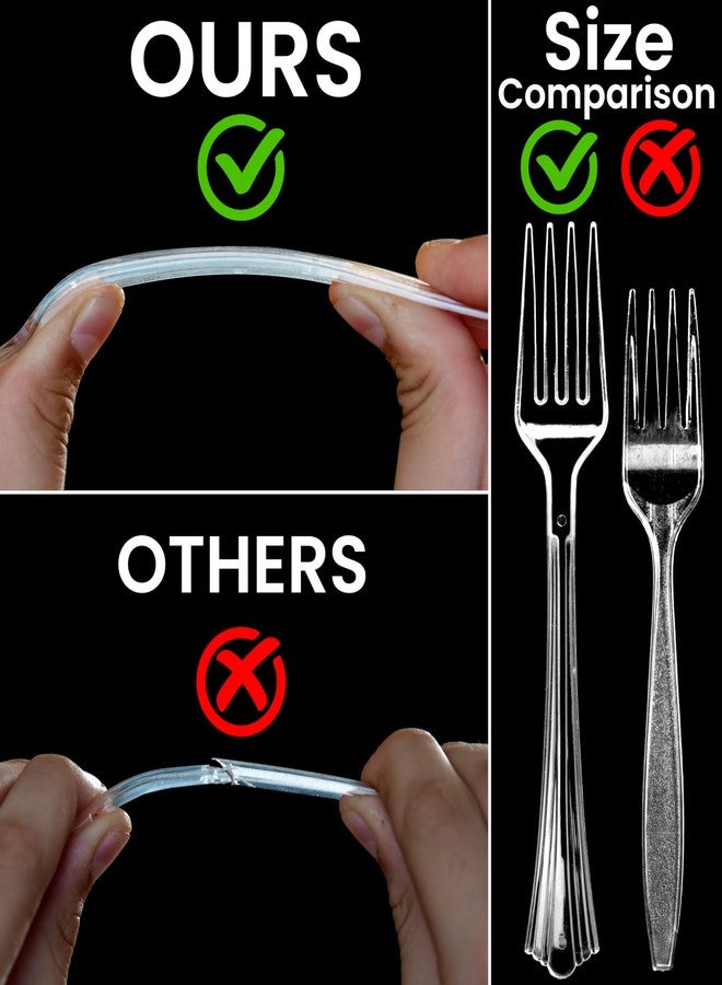 Lonezo [150 Count] Plastic Forks Clear Forks Plastic Disposable Shatter Resistant Disposable Forks Eco Friendly Plastic Forks Heavy Duty Plastic Utensils - Image 4