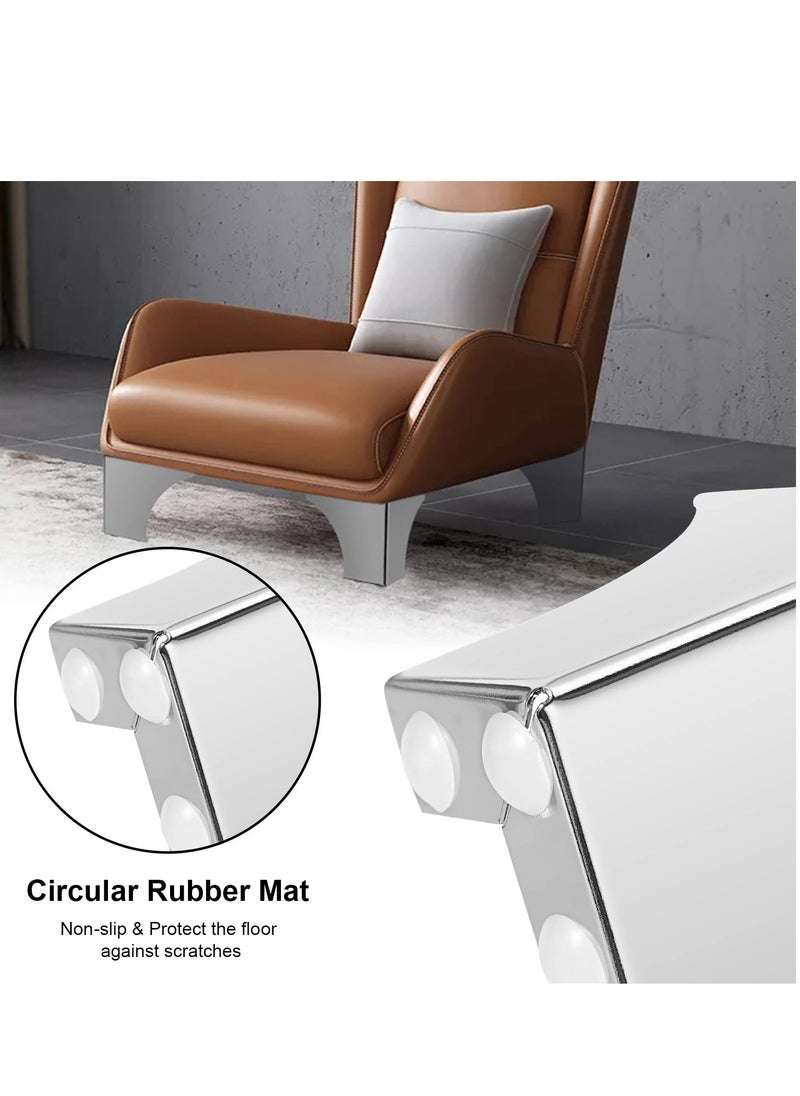 KASTWAVE - 4 Pcs 10cm Metal Sofa Legs Wardrobe Leg Furniture Leg, Modern Table Legs Metal Triangle Furniture Feet, Sofa Foot Couch Legs Replacement for Cabinet Cupboard Chair Ottoman(Silver) - Image 1