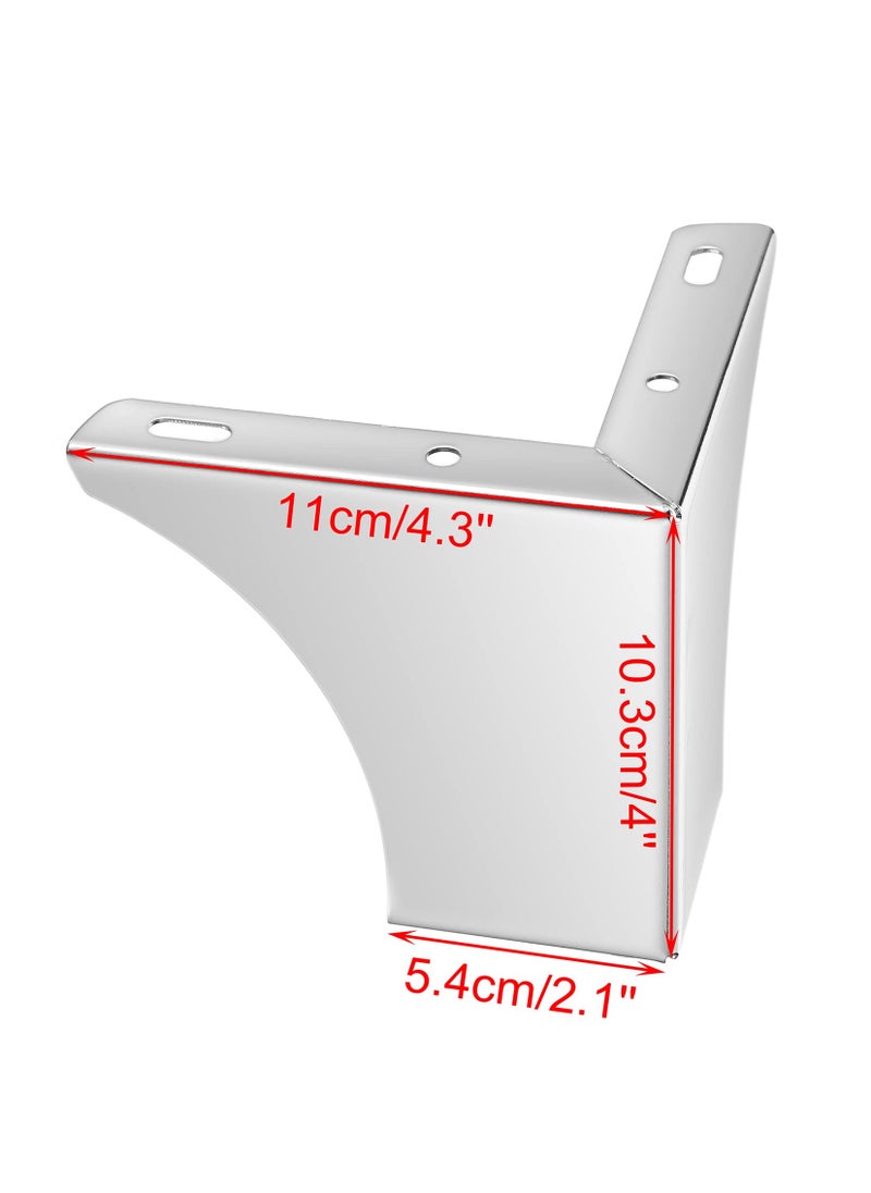 KASTWAVE - 4 Pcs 10cm Metal Sofa Legs Wardrobe Leg Furniture Leg, Modern Table Legs Metal Triangle Furniture Feet, Sofa Foot Couch Legs Replacement for Cabinet Cupboard Chair Ottoman(Silver) - Image 1