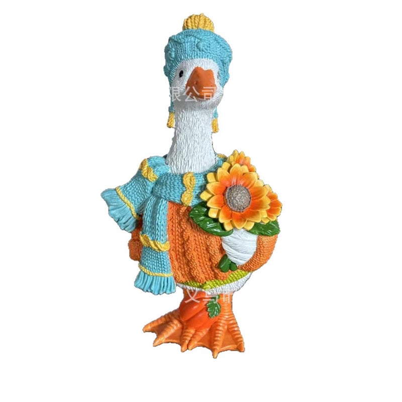 Autumn Pumpkin Duck Resin Ornament - Image 5