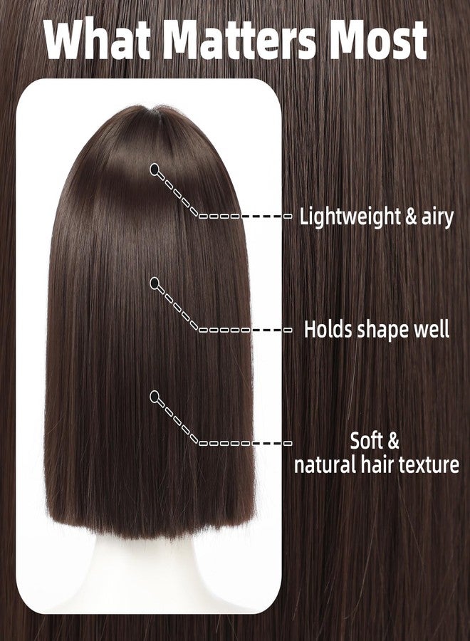 Allbell Brown Wigs for Women Short Bob with Bangs Heat Resistant Synthetic Hair 12 inch for Daily Party Halloween Costume Use - Image 5