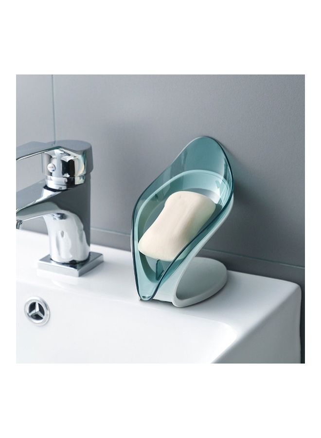 NIBEMINENT Leaf-Shaped Drain Soap Dish Blue/White 15x10x10cm  - Image 2