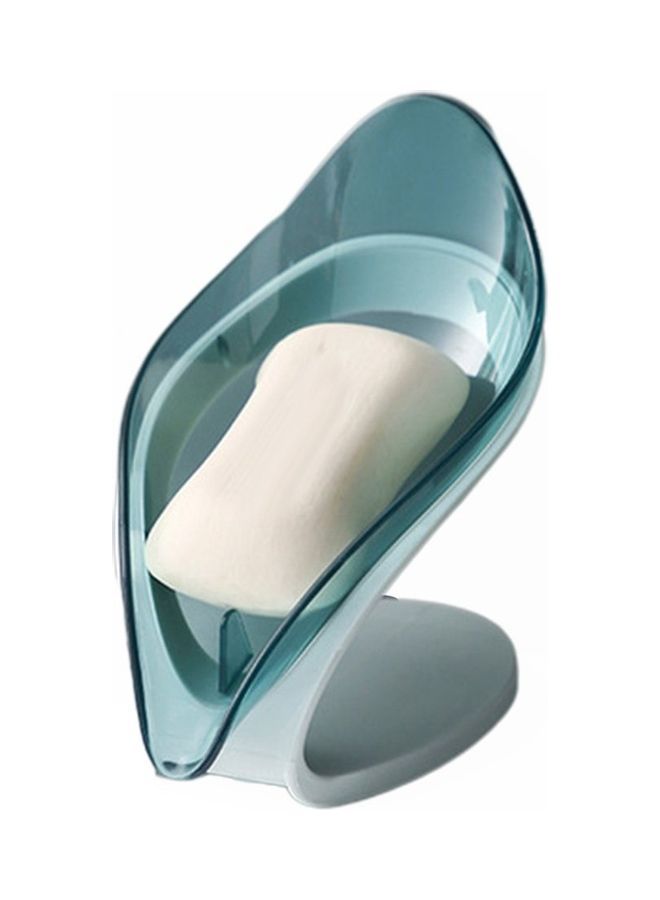 NIBEMINENT Leaf-Shaped Drain Soap Dish Blue/White 15x10x10cm  - Image 1