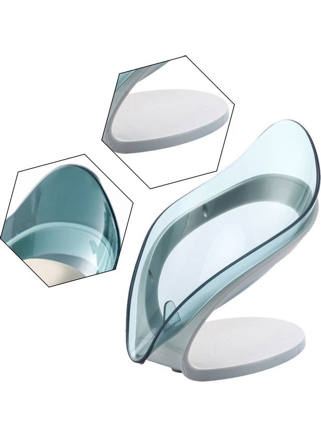 NIBEMINENT Leaf-Shaped Drain Soap Dish Blue/White 15x10x10cm  - Image 3